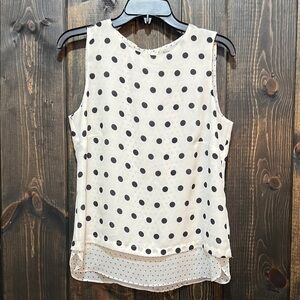 Anthropologie Rose + Olive Polka Dot Blouse S Black White Top Sheer Lined Boho